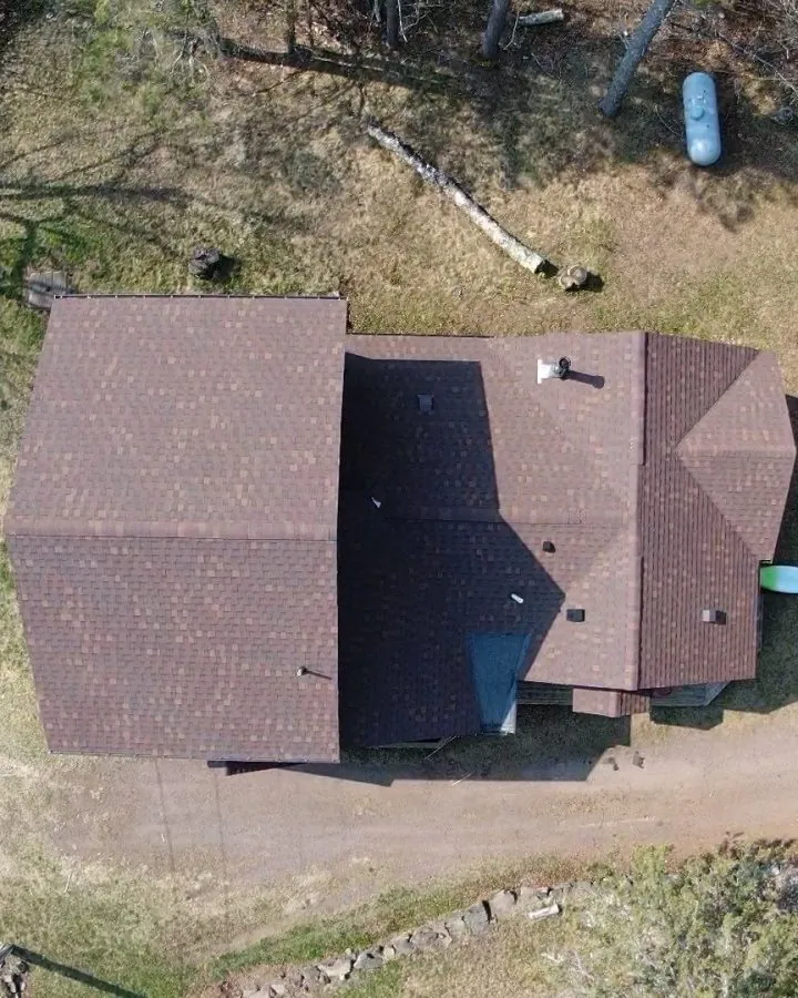 In-progress shingle tear-off and re-roof with synthetic underlayment
